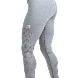 KYOFIT PURERAY GRAY LEGGING LASER CUT DESIGN FLAT SEAMS REFLECTIVE LOGOS SIZE M-L