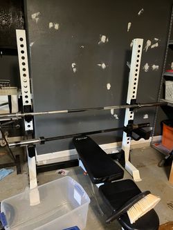 Weight Bench with Squat Rack and Barbell