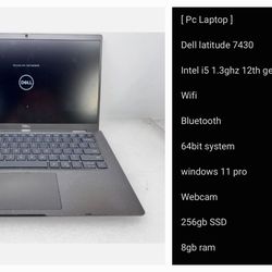 [ Pc Laptop ] Dell Latitude 7430 Intel i5 1.3ghz 12th Generation Series Wifi 64bit system 8gb Ram 256gb SSD webcam Windows 11 Pro
