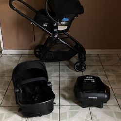 LIKE NEW MAXI COSI ZELIA 5 IN 1 TRAVEL SYSTEM CAR SEAT STROLLER AND BASSINET TWO CAR SEATS ADAPTER INCLUDED!!!!!