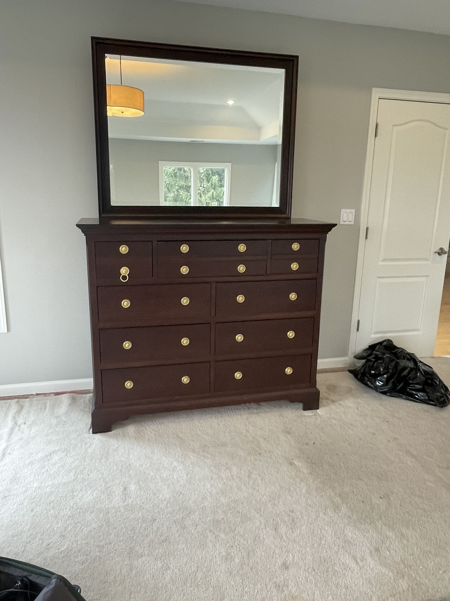 Brown Dresser With Mirror 