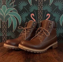 Brown Lace-Up Ankle Work Boots