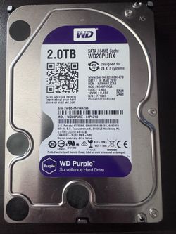 WD Purple 2TB 3.5" Surveillance Internal HDD (WD20PURX) – Healthy, Fully Tested