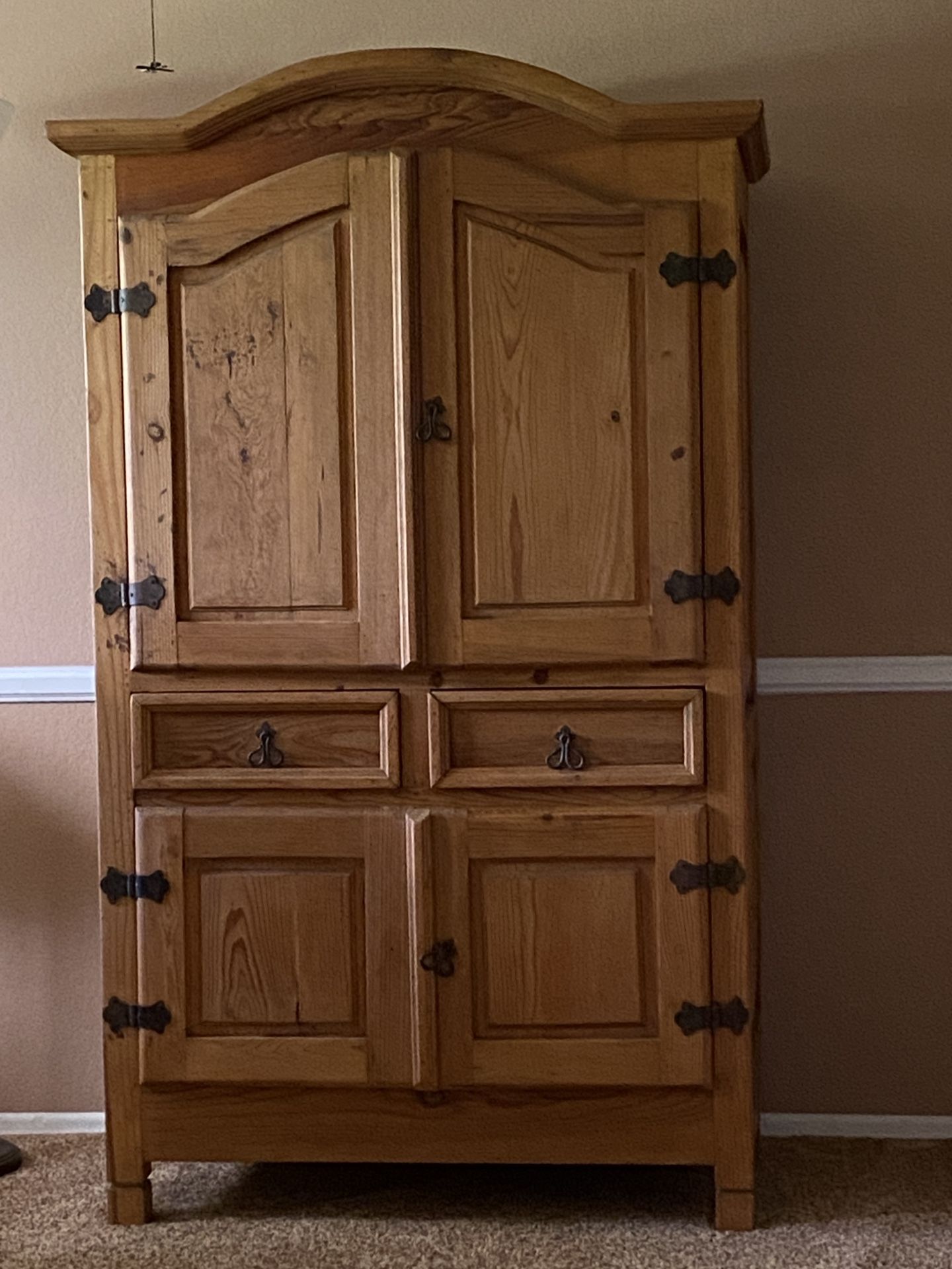 Wood Armoire Cabinet, Entertainment Center, or Wardrobe Closet W/ Drawers & Shelves