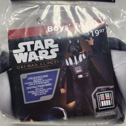 M(8) Boys Star Wars Darth Vader Black Halloween Costume Obi Wan Kenobi Child New