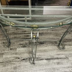HALF MOON shaped Glass And Metal Side Table, EXCELLENT CONDITION! 