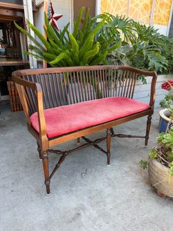 Beautiful Antique, cane, solid wood sofa bench