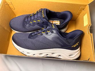 SKECHERS Hands Free Swift Fit Men's Lace-Up Memory Foam Low Top Sneakers Navy