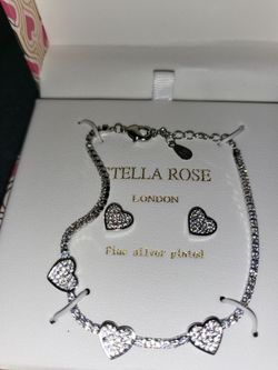 Stella Rose London Silver Plated Heart Jewelry Set