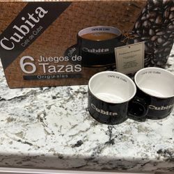 Juego De Tazas Cubita  Negras 