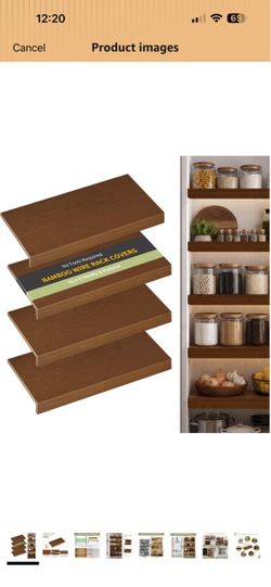 Wire Shelf Covers,30" W x 16" D,5pcs,Walnut Bamboo Wire Rack Covers for Pantry and Closet,Tool-Free,Snap-On,Dnuable
