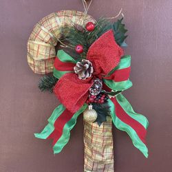 Christmas Candy Cane Wreath Door Hanger