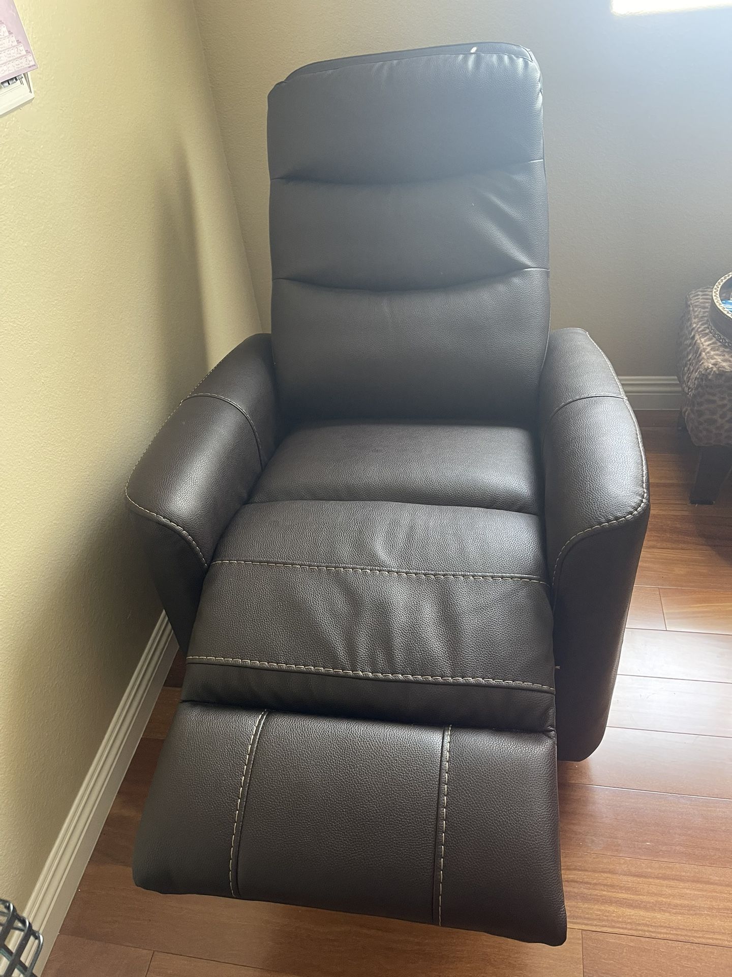 Chocolate Brown Leather Swivel Recliner Chair