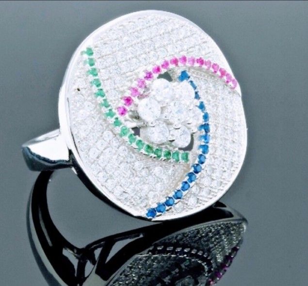 Sterling, Platinum, Blue & Pink Sapphires Emeralds