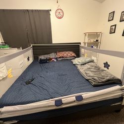 King Size Bed Frame And Mattress + Bed Rail