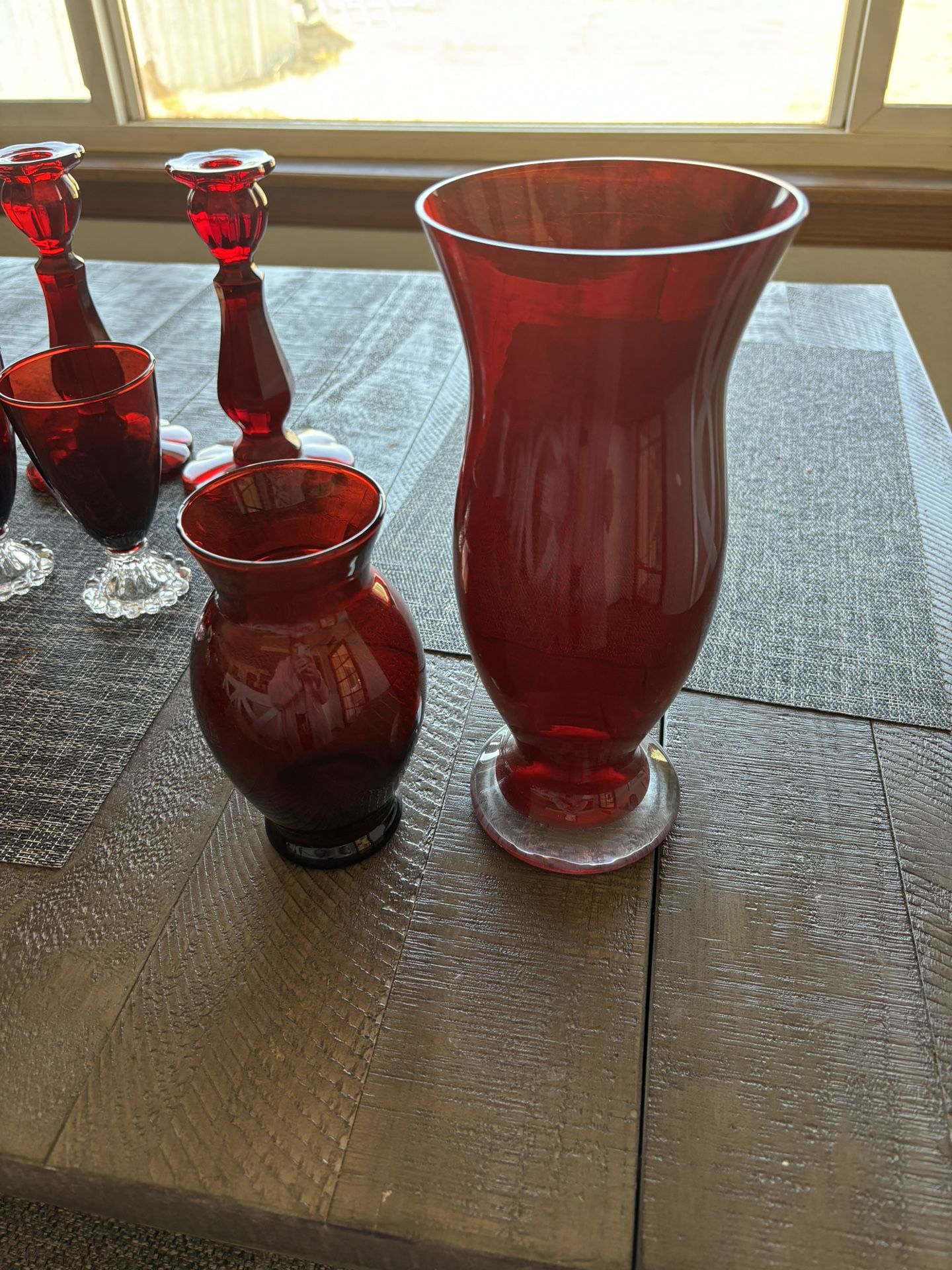 red ruby glass set 