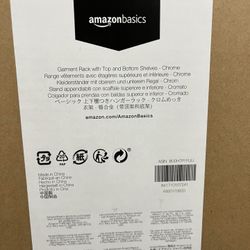 Garment Rack with Top and Bottom Shelves 