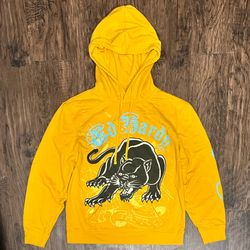 Ed Hardy Yellow Hoodie Black Panther Pullover Sweatshirt