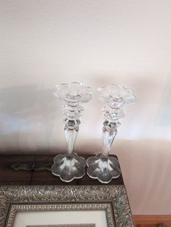 2 Elegant Candlestick Holders, Geo-pattern