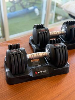 Keppi Adjustable Dumbbells – 5–25 lb Pair with Trays