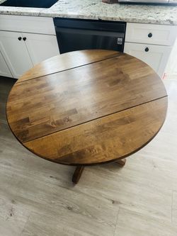 Vintage Walnut Round Side Drop-Leaf Table
