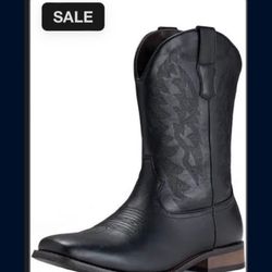 Men Black Cowboy boots (Size 9)