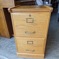 Oak Wood Two-drawer Filing Cabinet