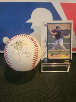 Troy Glaus signed baseball & rookie card LOT of 2