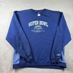 Vintage 2005 Reebok Men’s XL Blue Super Bowl XXXIX  NFL Crewneck Sweatshirt #432