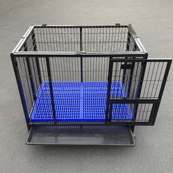 $150 (New in box) Folding dog cage 37x25x33” heavy duty single-door kennel w/ plastic tray 