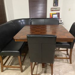 Wooden Dinning Table With Chair and Booth