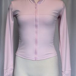 Women’s Pastel Pink Athletic Zip Up Top – Size Small