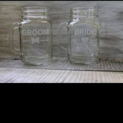 Bride And Groom Mason Jar