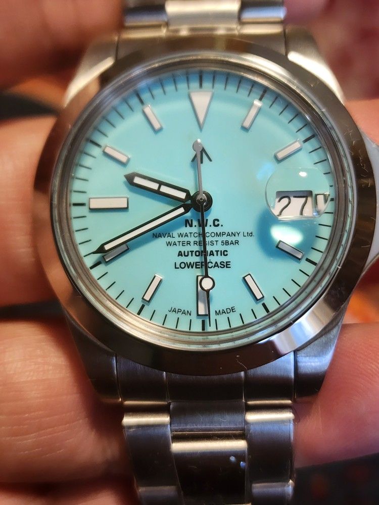 STUNNING TIFFANY COLOR NAVAL WATCH CO AUTOMATIC WATCH 