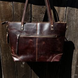 Leather Tote Bag by Szone – Brown