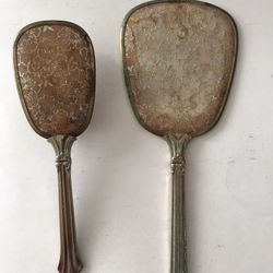 Vintage Antique Vanity Mirror And Brush