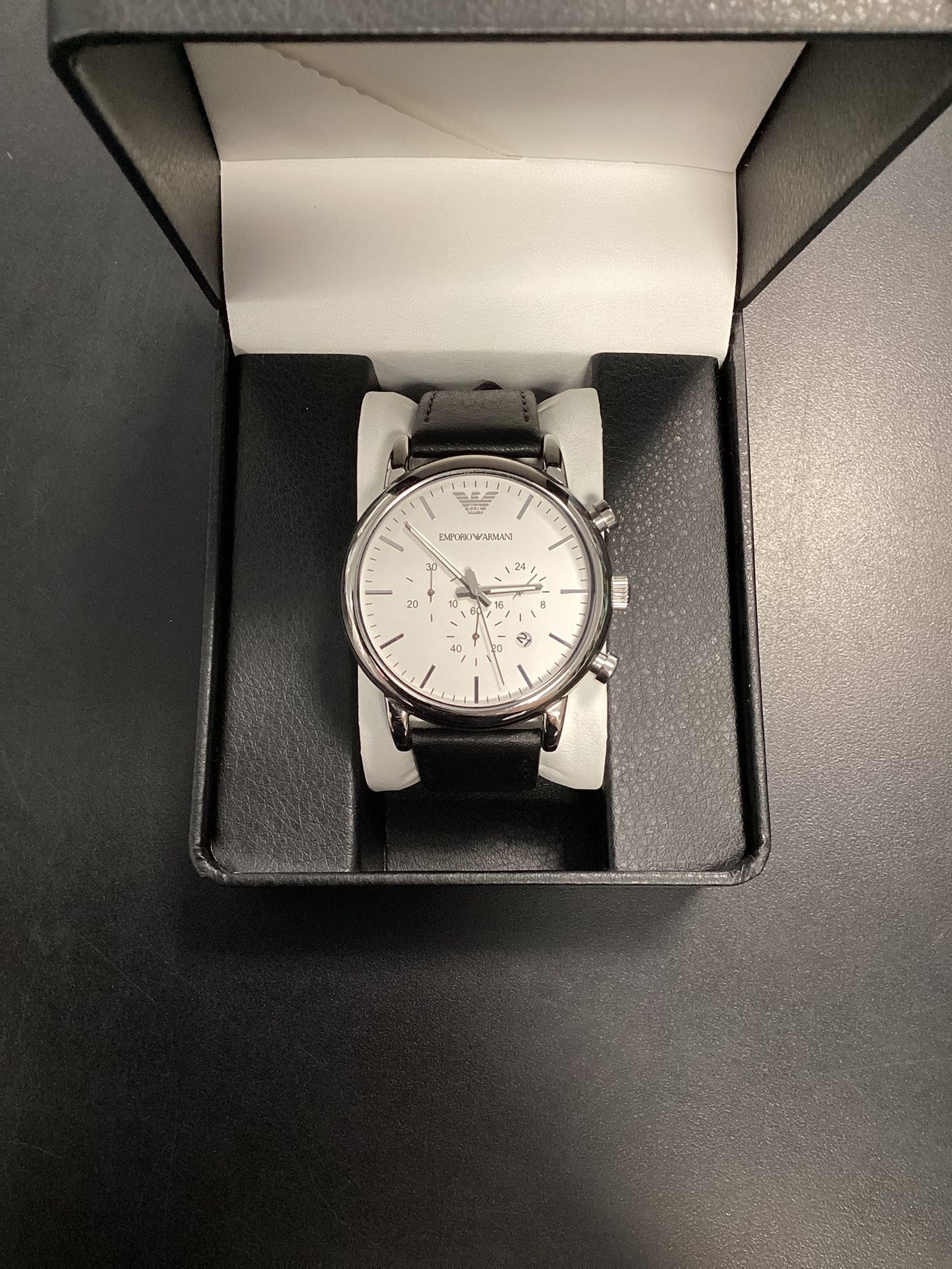 Men’s Emporio Armani Black Leather Band Watch