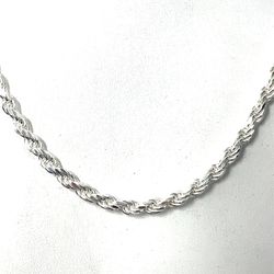 925 Sterling Silver 18” Rope Necklace 34.00g 4.5mm 188177