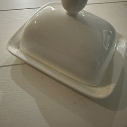 Large White Porcelain Butter Dish 