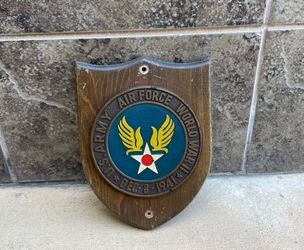 Vintage WWII US Army Air Force "Day of Infamy" Commemorative Wood Shield Plaque – Dec 8, 1941