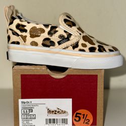 Vans Toddler Slip On 5.5 Size Leopard glitter brown print