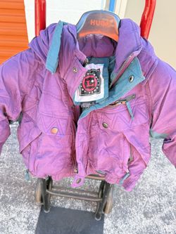 Vintage Kid’s “Lift Ticket by Toma” Ski Jacket (Purple/Teal) 