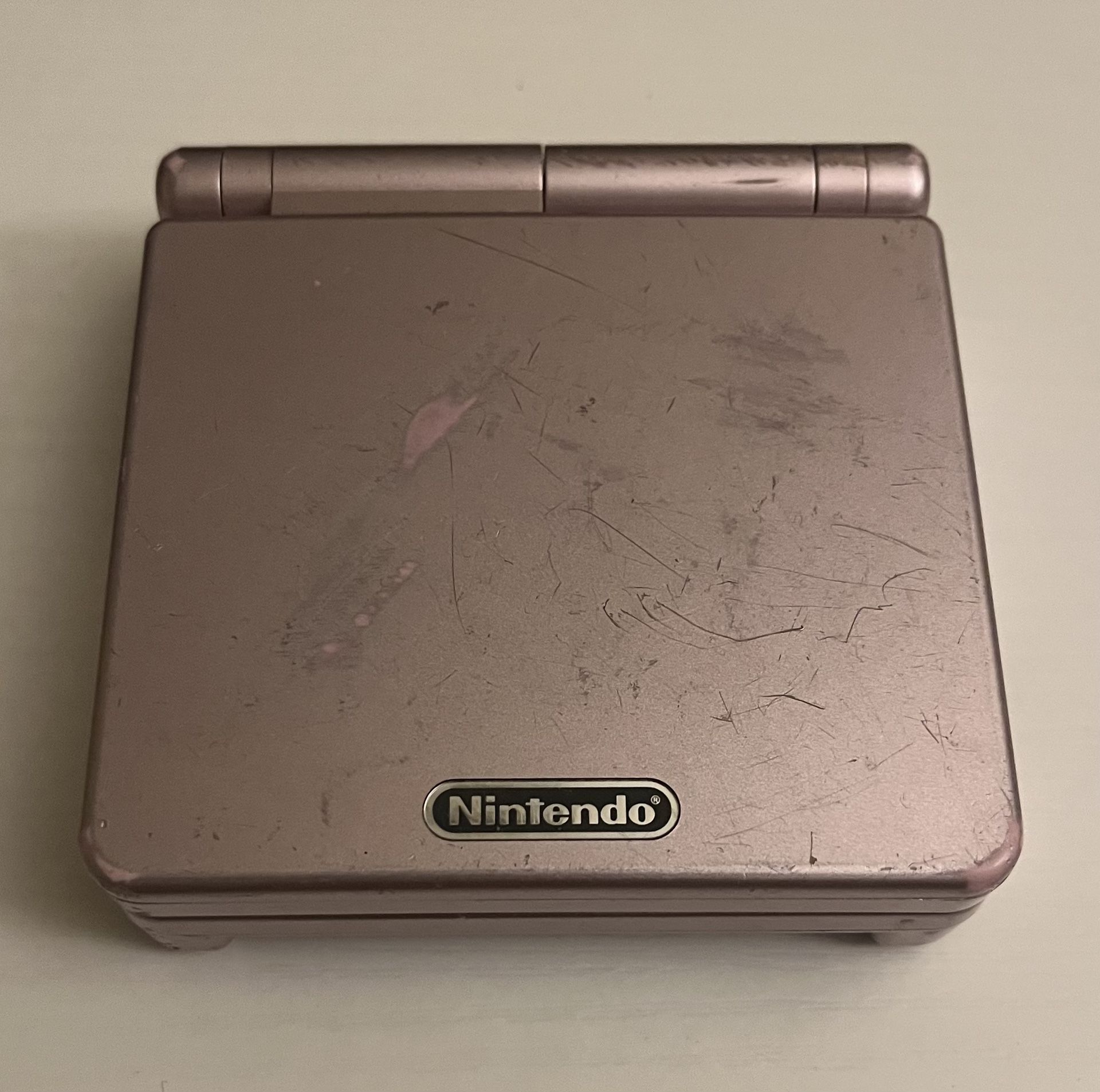 Nintendo Game Boy Advance SP Console Pearl Pink Tested Working W/AC Adapter 