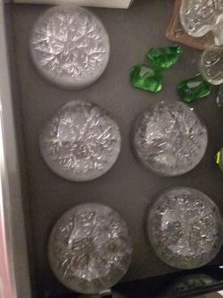 5 French crystal snowflake paperweight domes, price is for one.