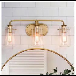 Uolfin A03568 Mid-century Modern  22.5 in. 3-Light Vanity Light in Brass Gold