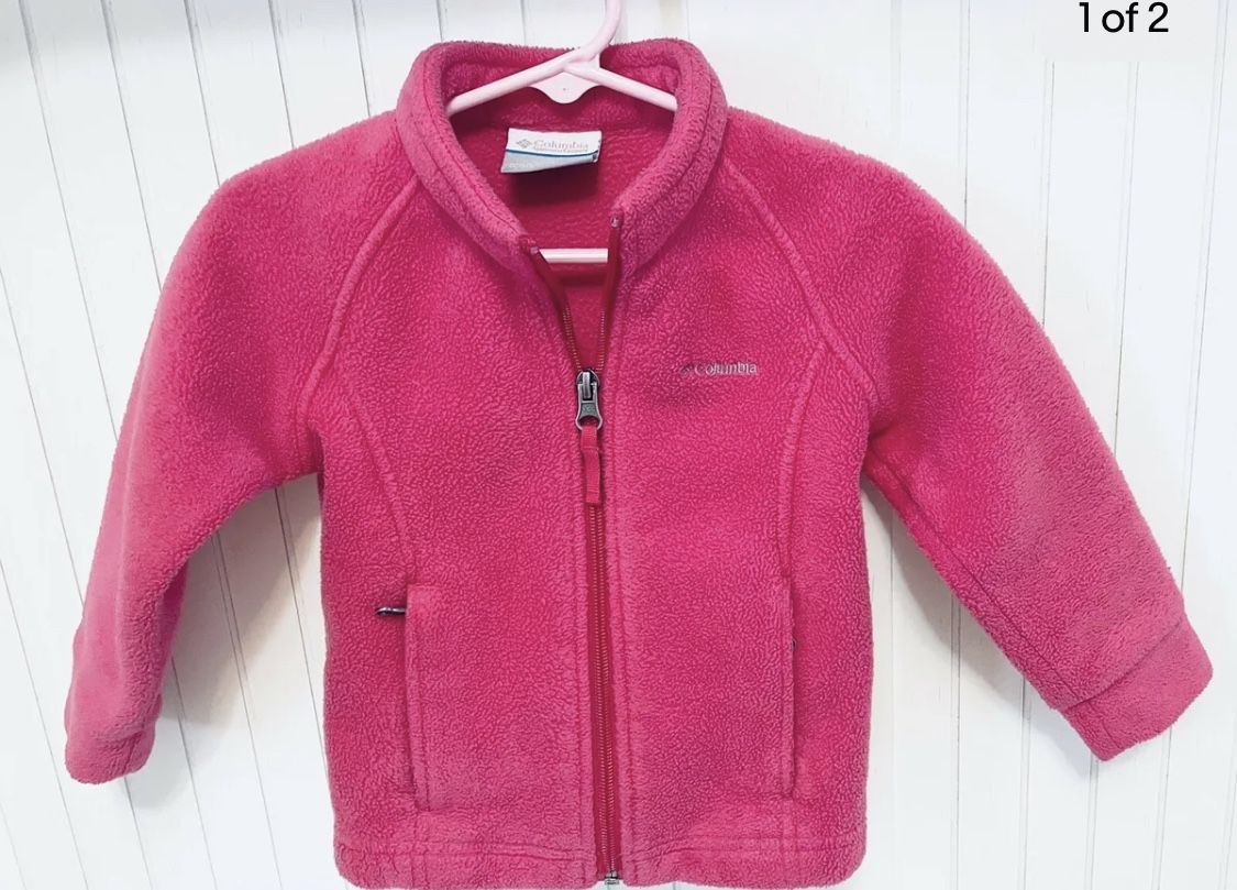 Columbia 2T pink toddler girl fleece zip jacket EUC