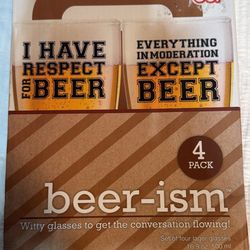 Beer-ism Witty Glasses 4 Pack