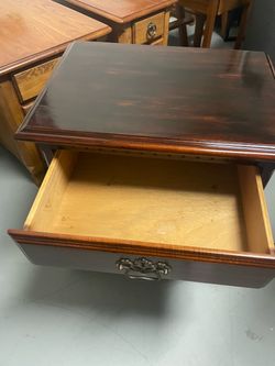Dark Wood End Table with Drawer