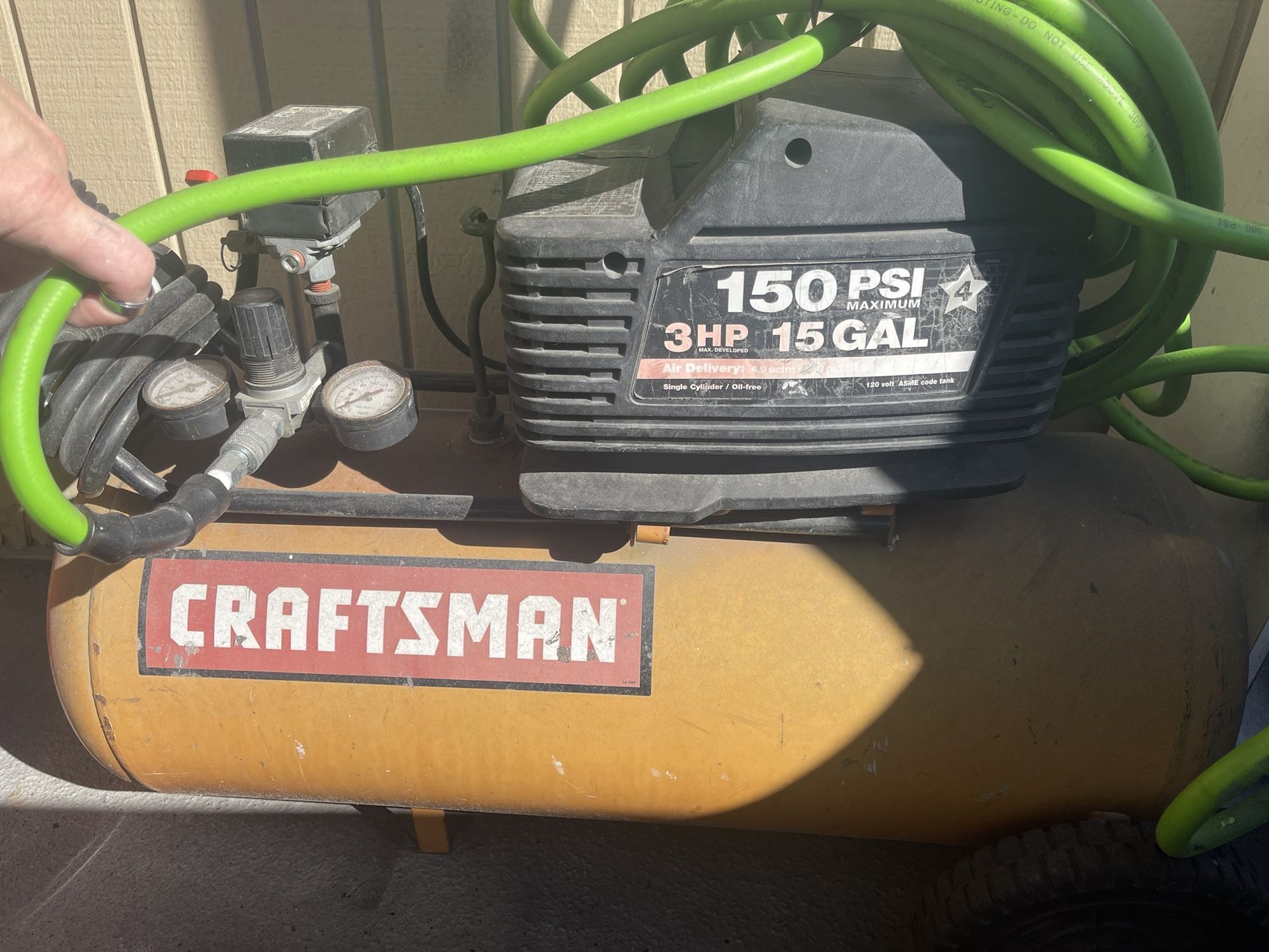 Air Compressor With Hoses And Tools 