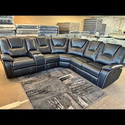 BRAND NEW SECTIONAL RECLINER BLACK NUEVO SILLON SECCIONAL RECLINABLE COLOR NEGRO 